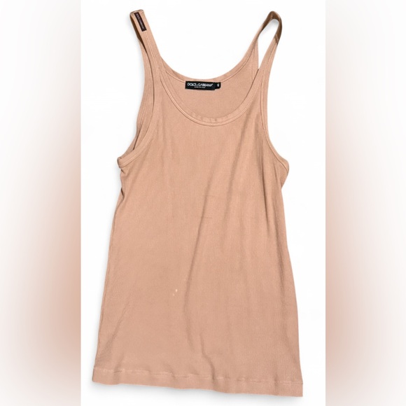 Dolce & Gabbana Dusty Pink Ribbed Cotton Tank Top Men’s Size 46 IT